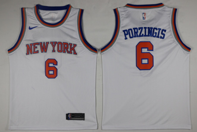 Men New York Knicks #6 Porzingis White Game Nike NBA Jerseys